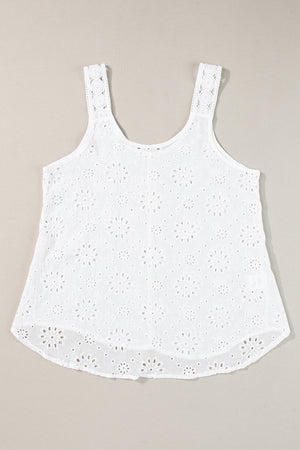 White Eyelet Embroidery Tank Top-5