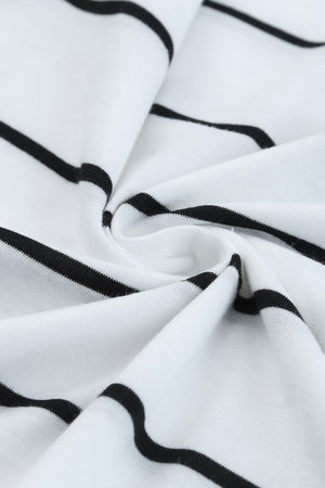 White Stripe Print Open Back Sleeveless Maxi Dress with Slits-6