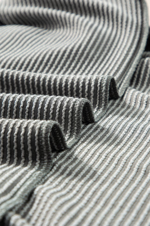 Medium Grey Textured Knit Exposed Stitching T-shirt-12