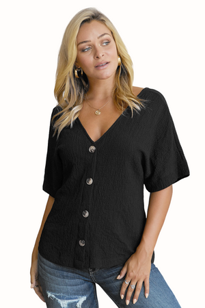 ΑΜΕΣΑ ΔΙΑΘΕΣΙΜΟ: μαύρο μπλουζάκι με κουμπιά LOUELLA