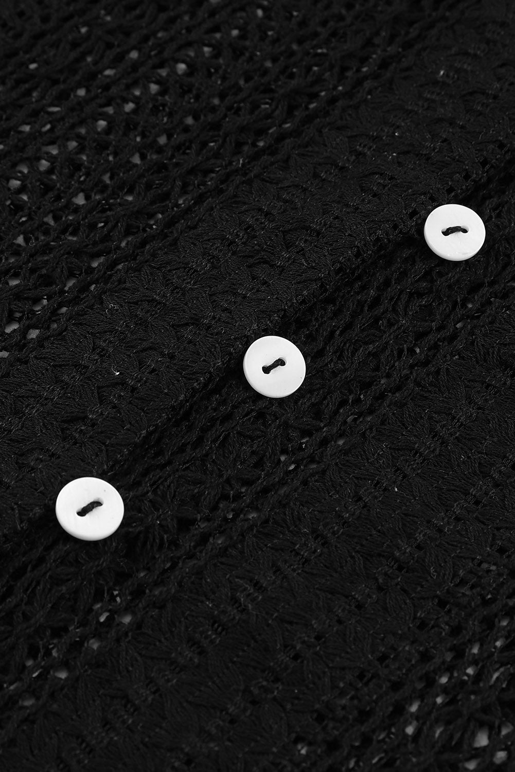 Black V-Neck Long Sleeve Button Up Lace Shirt-9