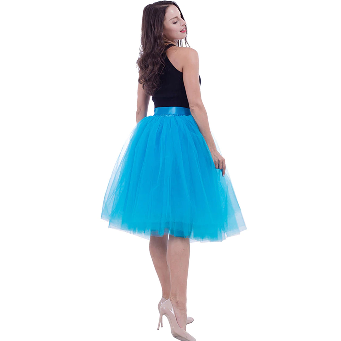 Εντυπωσιακή μίντι  μπλε φούστα FRANCES  BLUE - Amely.gr - Γυναικεία ρούχα - Φορέματα, ολόσωμες φόρμες