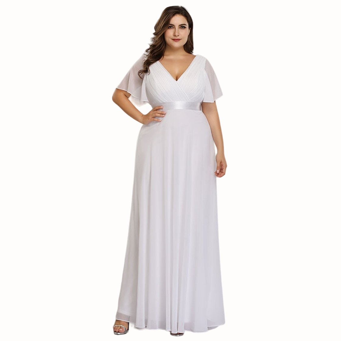 ΑΜΕΣΑ ΔΙΑΘΕΣΙΜΟ: Κοντομάνικο μακρύ άσπρο φόρεμα TANYA WHITE (ΝΟΥΜΕΡΑ ΜΕΧΡΙ 7XL)