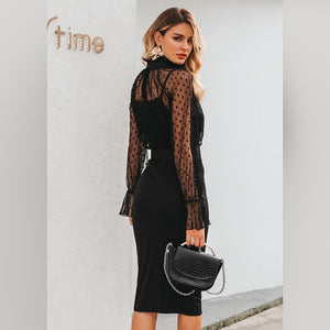 Μακρυμάνικο μίντι μαύρο φόρεμα MARGARITA - Amely.gr - Γυναικεία ρούχα - Φορέματα, ολόσωμες φόρμες