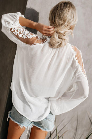 άσπρο δαντελένιο μπλουζάκι OLGA WHITE