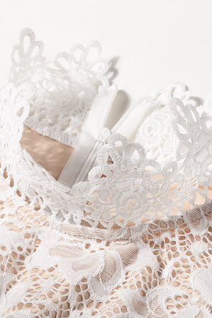 ΑΜΕΣΑ ΔΙΑΘΕΣΙΜΟ: άσπρο δαντελένιο αμάνικο φόρεμα με τούλι FELICA