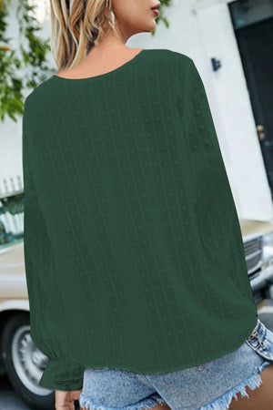 ΑΜΕΣΑ ΔΙΑΘΕΣΙΜΟ: πράσινο πουά μπλουζάκι   με V ντεκολτέ DAWNA GREEN