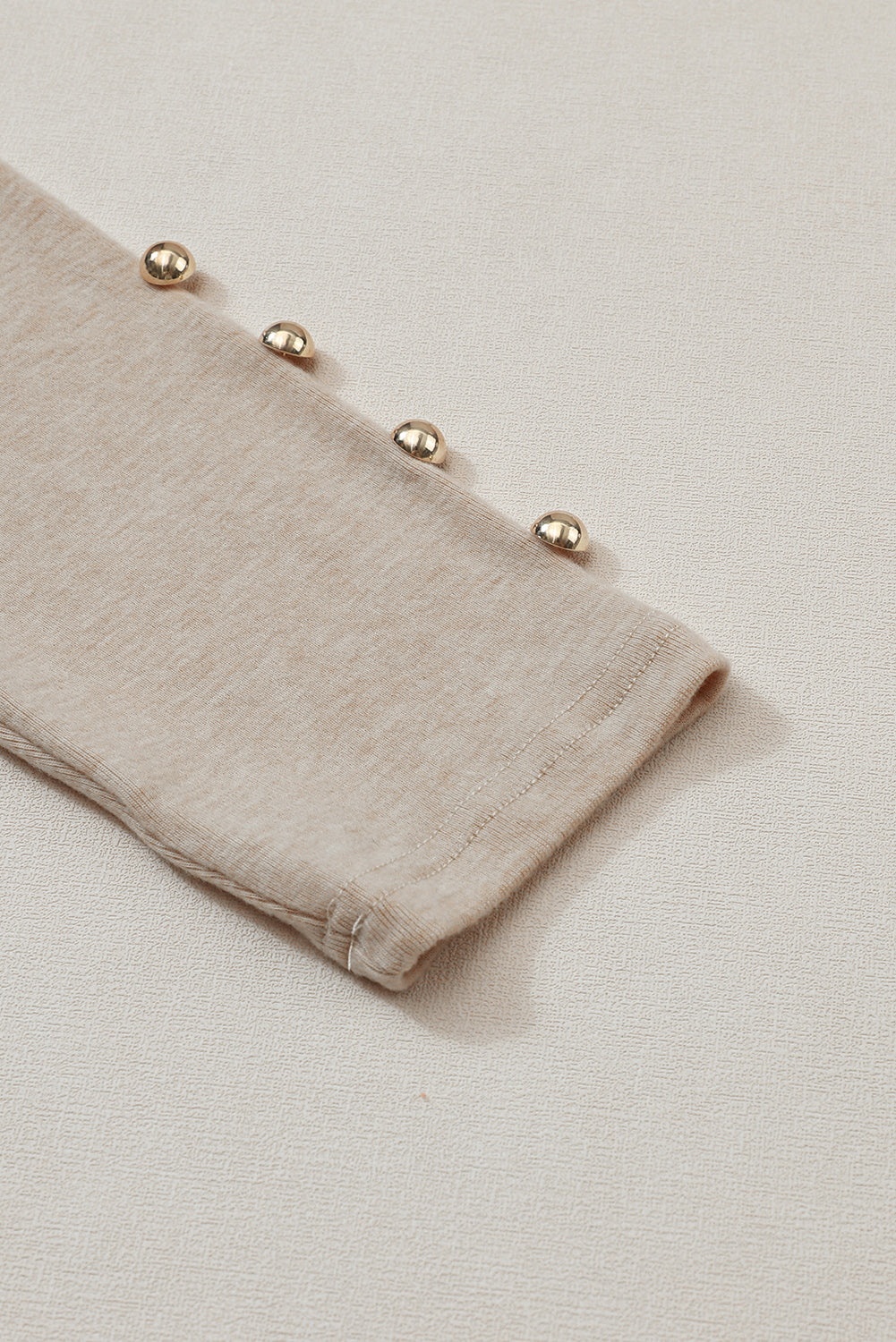 Khaki Buttoned Puff Long Sleeve Sheath Top-10