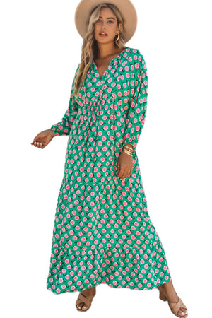 ΑΜΕΣΑ ΔΙΑΘΕΣΙΜΟ: πράσινο φλοράλ μάξι φόρεμα CAROLYNN