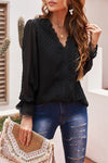 μαύρο πουά δαντελένιο μπλουζάκι LATRICIA BLACK