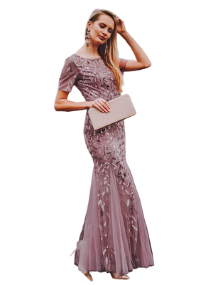 ΑΜΕΣΑ ΔΙΑΘΕΣΙΜΟ: Κοντομάνικο μακρύ φόρεμα DANIEL  DUSTY PINK  (ΝΟΥΜΕΡΑ ΜΕΧΡΙ 7XL - EU58)