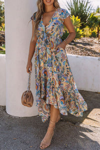 ΑΜΕΣΑ ΔΙΑΘΕΣΙΜΟ: χρωματιστό φλοράλ μακρύ boho φόρεμα THOMAS