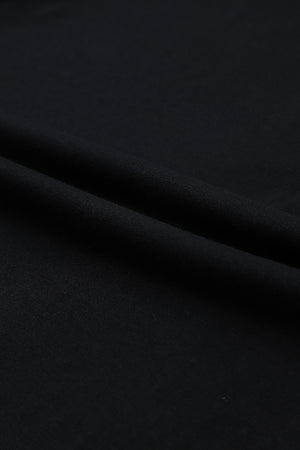 Black Button Up High Waist Long Sleeve Dress-10