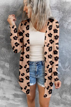 Leopard Printed Open Front Cardigan-3