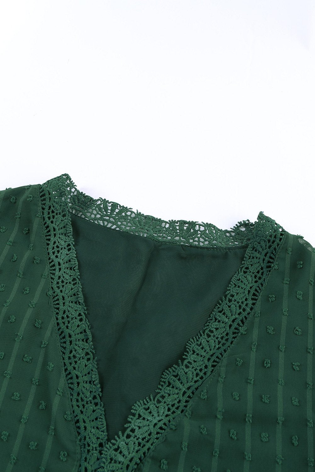 ΑΜΕΣΑ ΔΙΑΘΕΣΙΜΟ: πράσινο πουά δαντελένιο μπλουζάκι LATRICIA GREEN