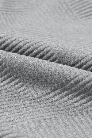 Gray Asymmetric Buttons Detail High Neck Textured Sweatshirt-9