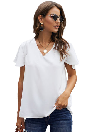 ΑΜΕΣΑ ΔΙΑΘΕΣΙΜΟ: άσπρο κοντομάνικο t-shirt  με V ντεκολτέ GILDA