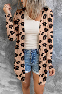 Leopard Printed Open Front Cardigan-0