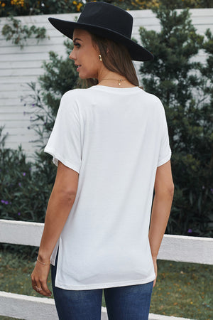 ΑΜΕΣΑ ΔΙΑΘΕΣΙΜΟ: άσπρο κοντομάνικο t-shirt   με παγιέτες LOUANN WHITE