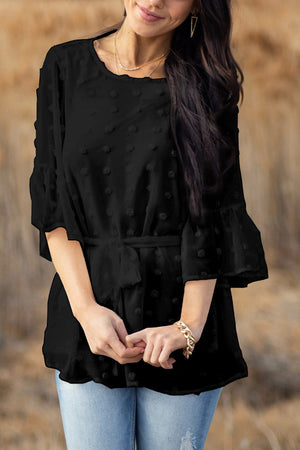ΑΜΕΣΑ ΔΙΑΘΕΣΙΜΟ: μαύρο πουά μπλουζάκι HOA BLACK